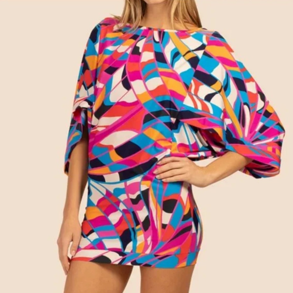 *NWT* TRINA TURK PRINTED RIO TUNIC DRESS COVERUP LARGE - Picture 2 of 8